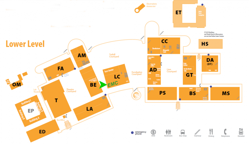 The Learning Commons is in the center of campus which is to the west of the Business Education building and to the east of the Administration building.