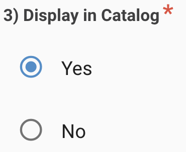 Display in Catalog default option of Yes.